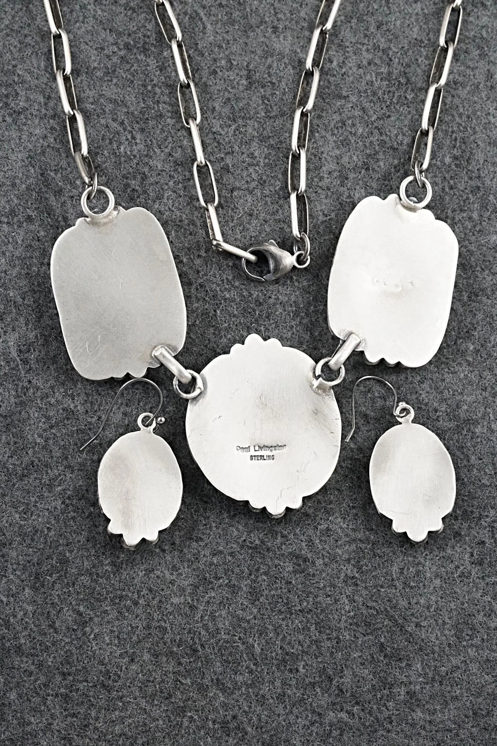 Turquoise & Sterling Silver Necklace and Earrings Set - Paul Livingston