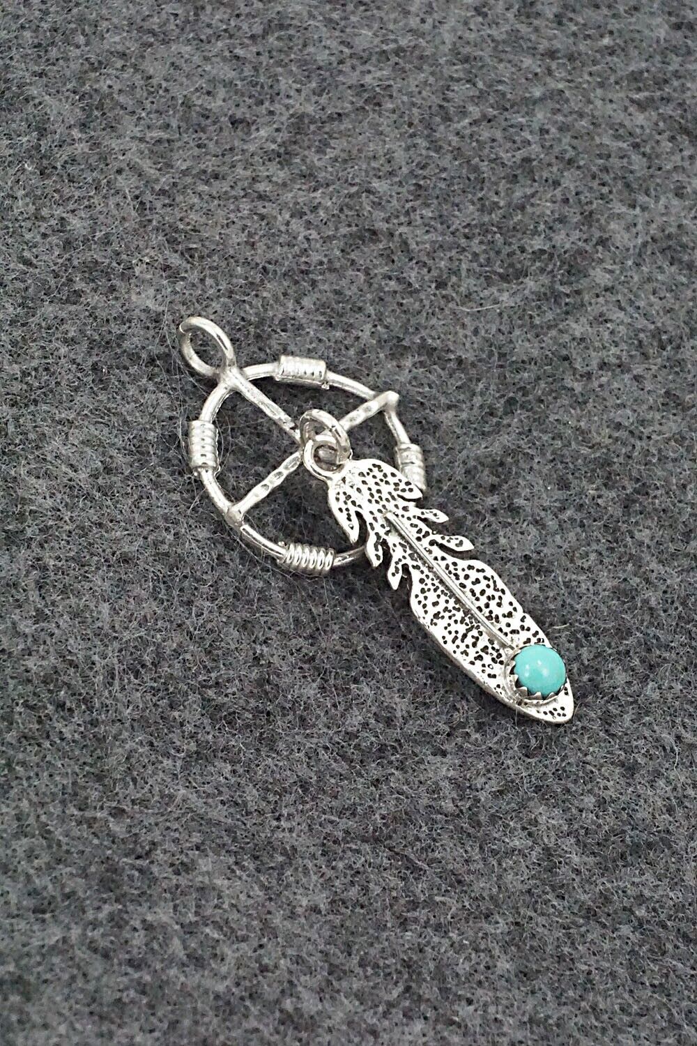 Turquoise & Sterling Silver Pendant - Kenny Lonjose