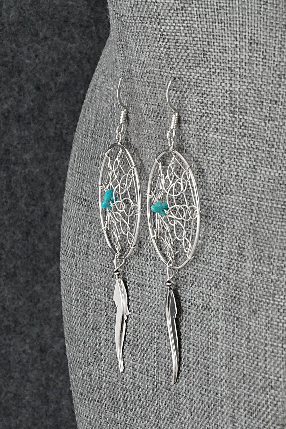 Turquoise & Sterling Silver Earrings - Lorenzo Arviso Jr.