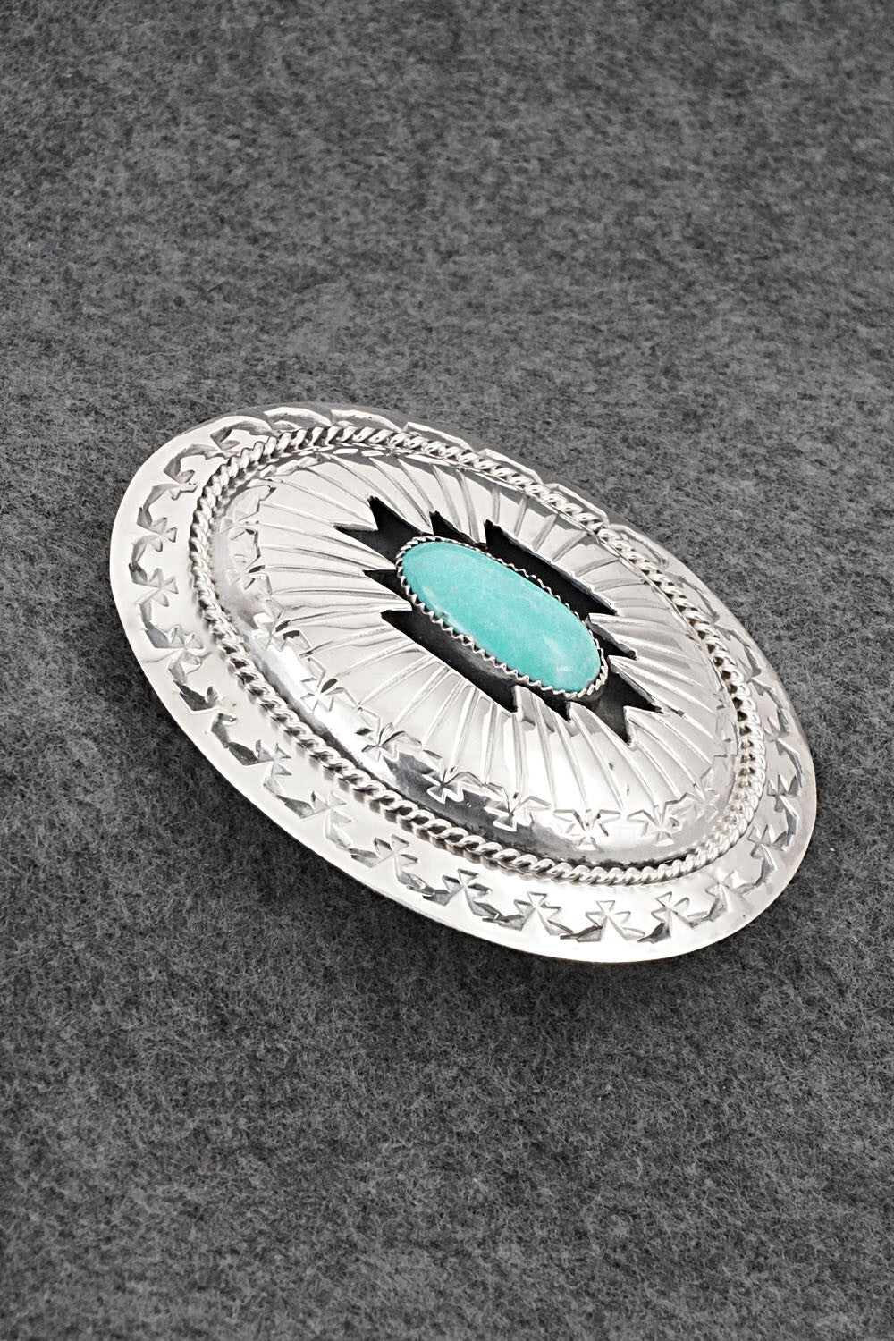 Turquoise & Sterling Silver Belt Buckle - Wilbert Muskett Sr.