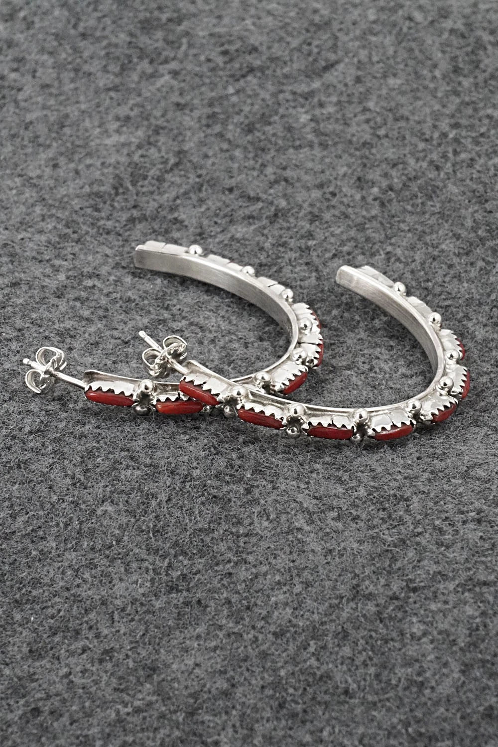 Coral & Sterling Silver Earrings - Murray Hannaweeka
