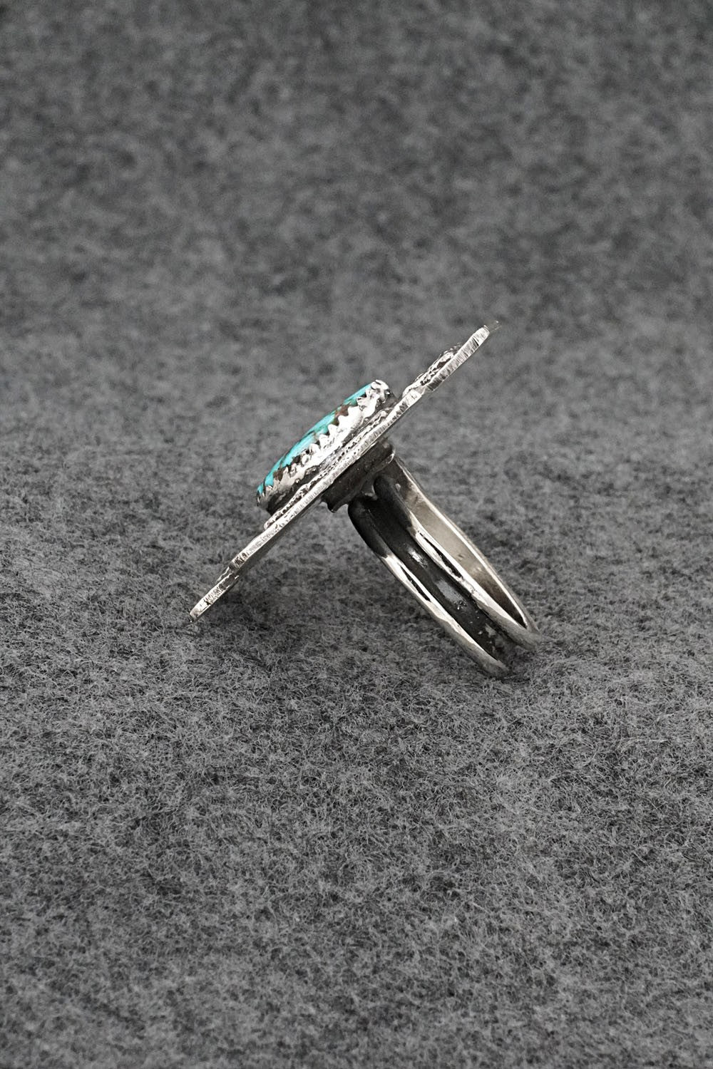 Turquoise & Sterling Silver Ring - Dymitri Arviso - Size 9, Adj.