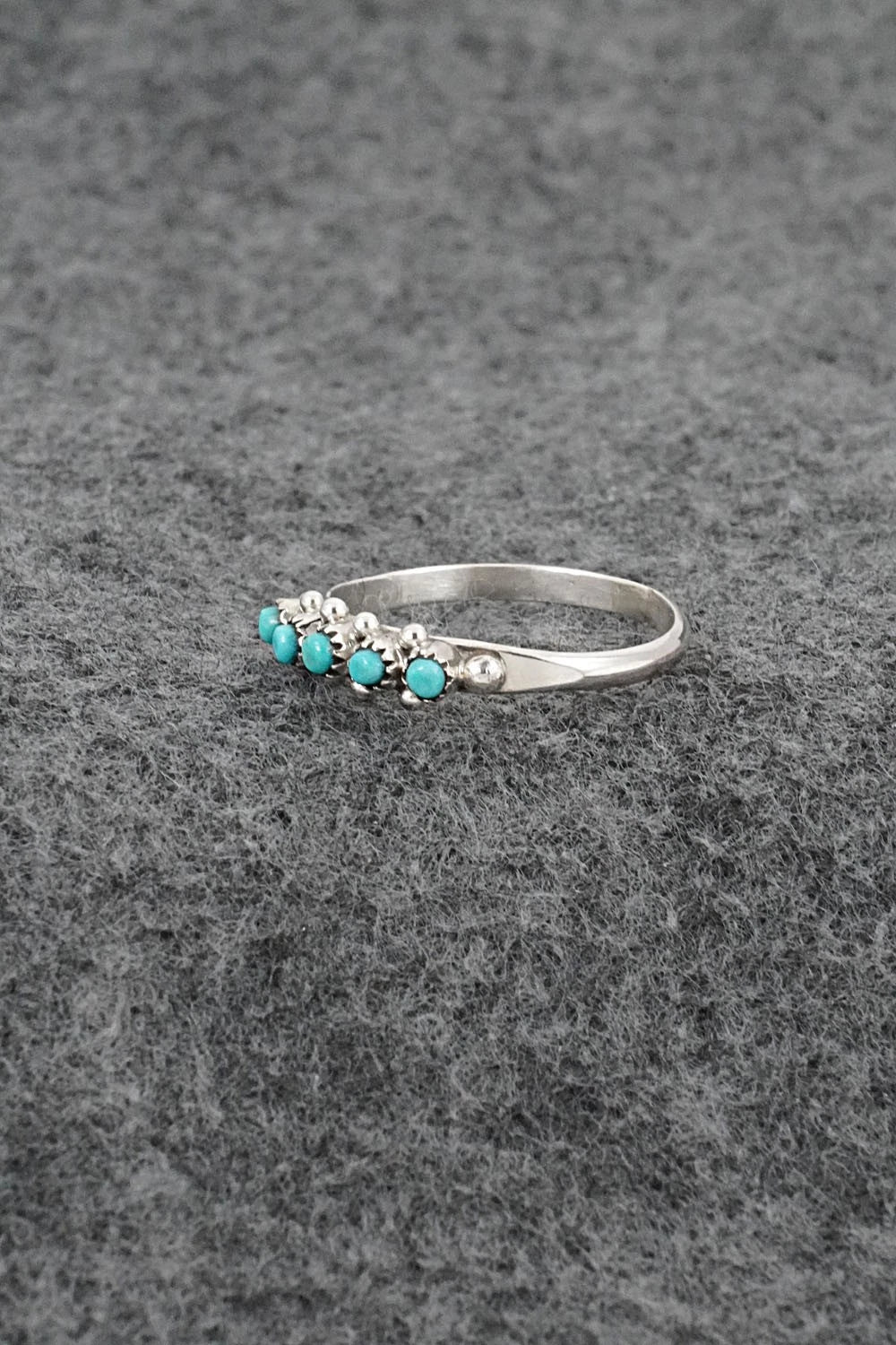 Turquoise & Sterling Silver Ring - April Haloo - Size 8.5