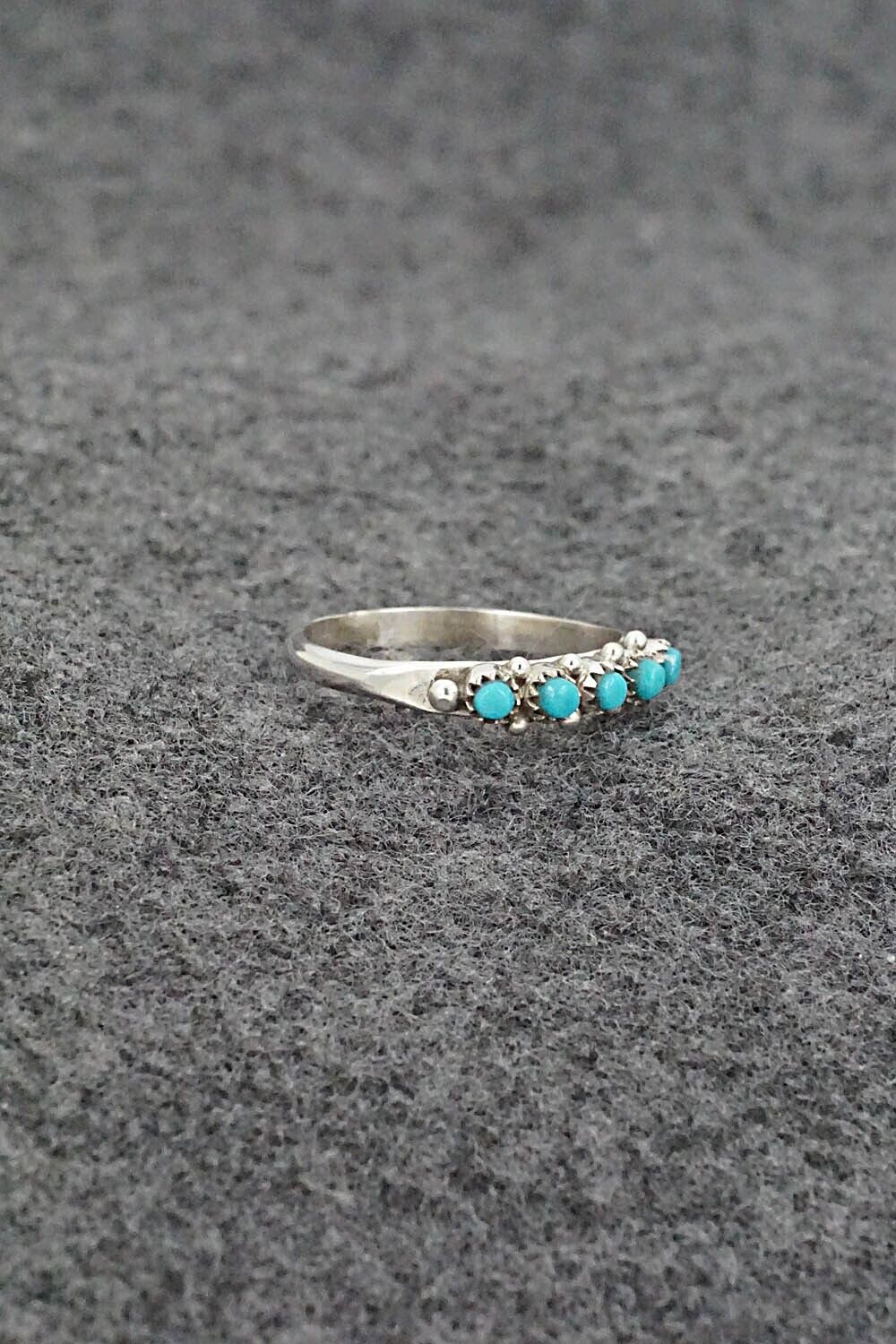 Turquoise & Sterling Silver Ring - April Haloo - Size 8