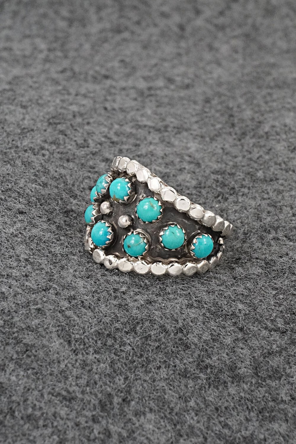 Turquoise & Sterling Silver Ring - Kenny Lonjose - Size 7