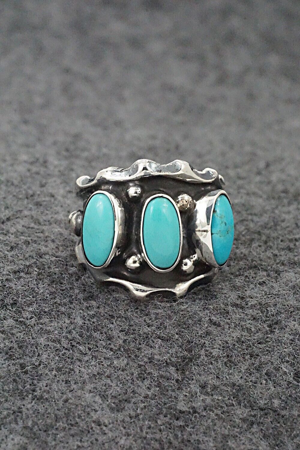 Turquoise & Sterling Silver Ring - Andrew Vandever - Size 6.5