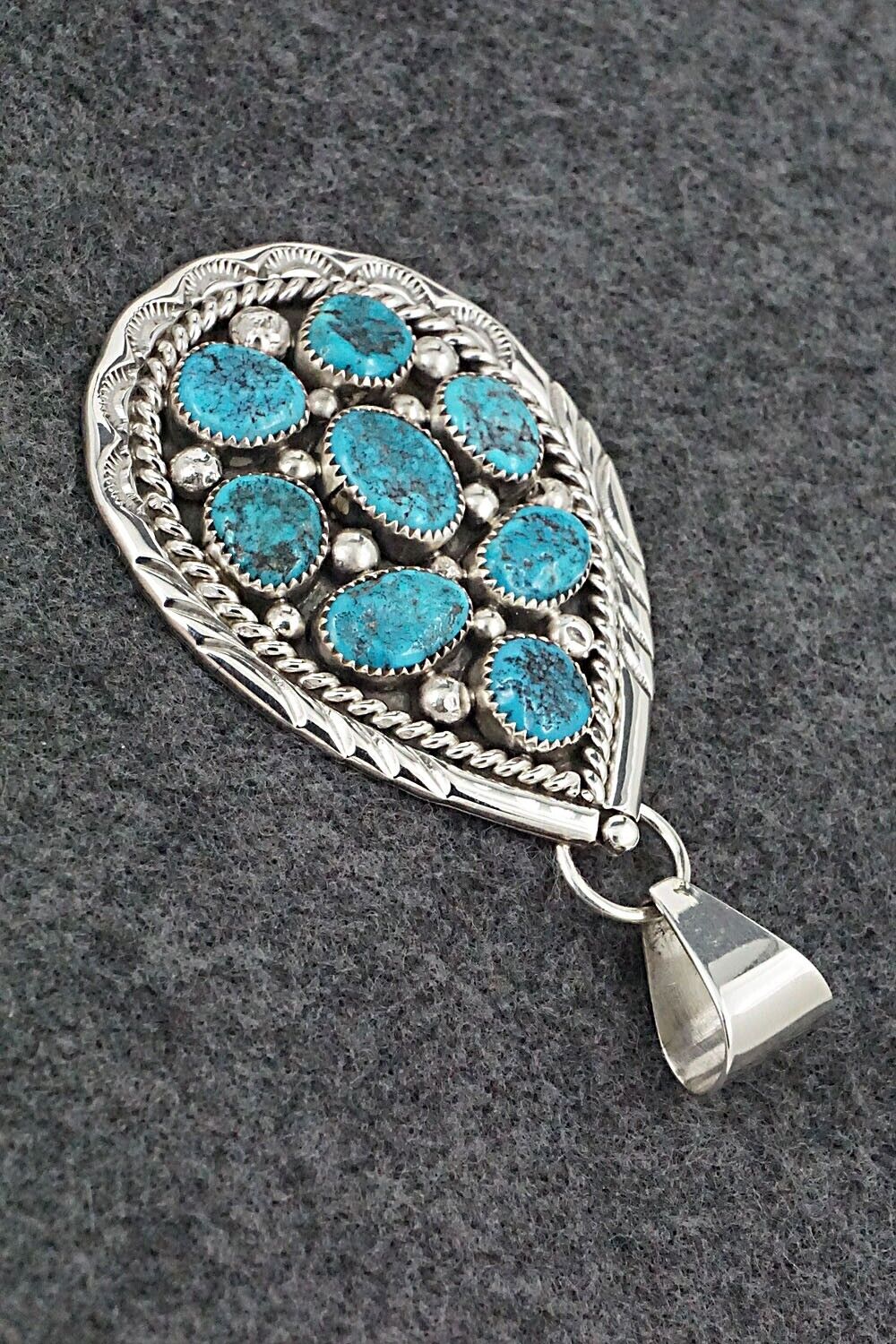 Turquoise & Sterling Silver Pendant - Chester Charley