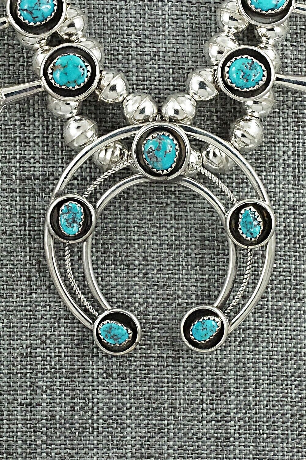 Turquoise & Sterling Silver Squash Blossom Set - Phil Garcia