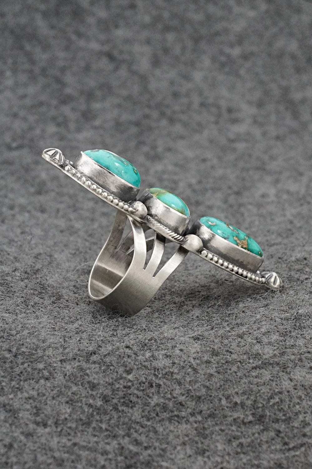 Turquoise & Sterling Silver Ring - Bobby Johnson - Size 7.5
