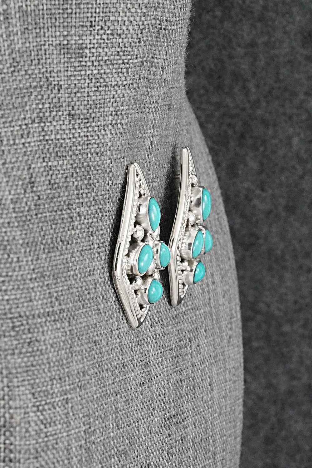 Turquoise & Sterling Silver Earrings - Chester Charley