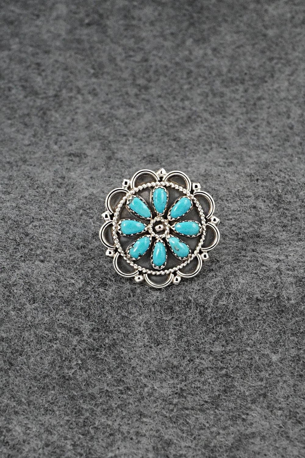Turquoise & Sterling Silver Ring - Gerald Mitchell - Size Adjustable