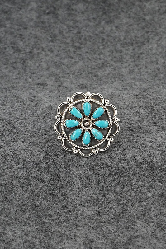 Turquoise & Sterling Silver Ring - Gerald Mitchell - Size Adjustable