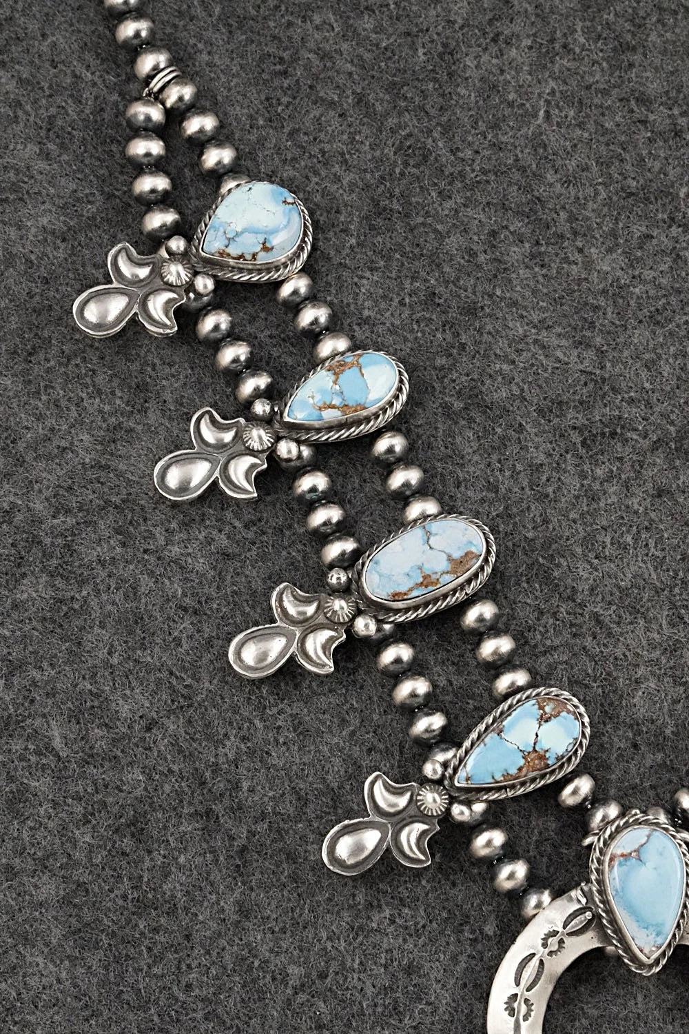 Turquoise & Sterling Silver Squash Blossom Set - Matthew Gordon