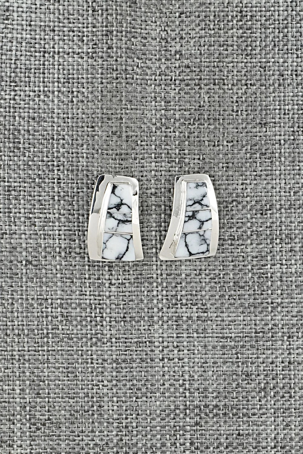 White Buffalo & Sterling Silver Earrings - Nathaniel Johnson