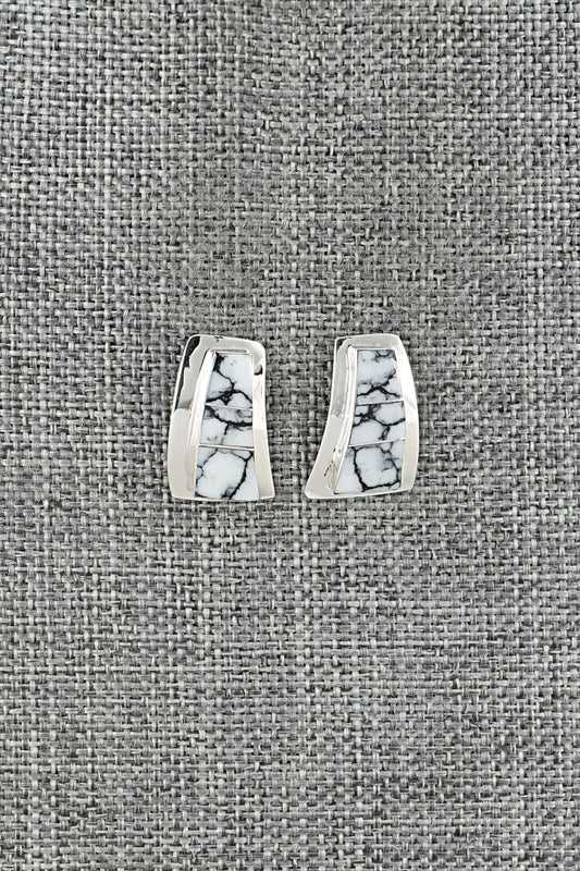 White Buffalo & Sterling Silver Earrings - Nathaniel Johnson