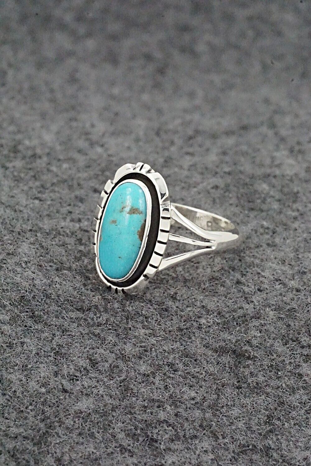 Turquoise & Sterling Silver Ring - Amos Begay - Size 7.5