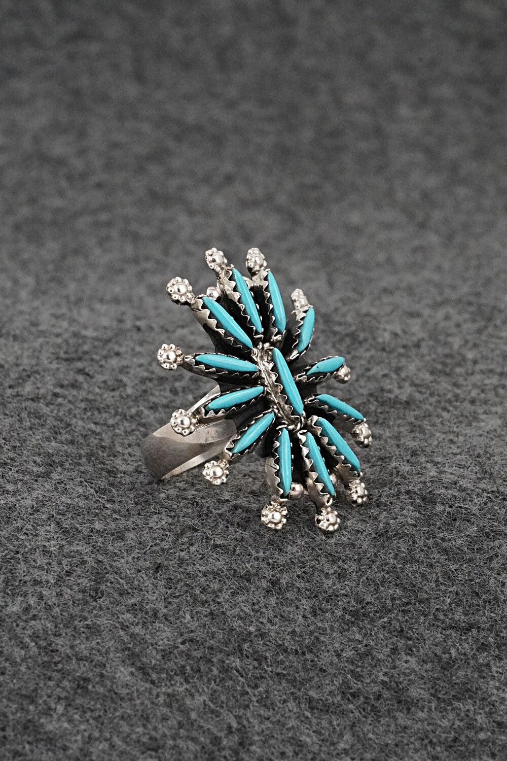 Turquoise & Sterling Silver Ring - Jack Etsate - Size 7