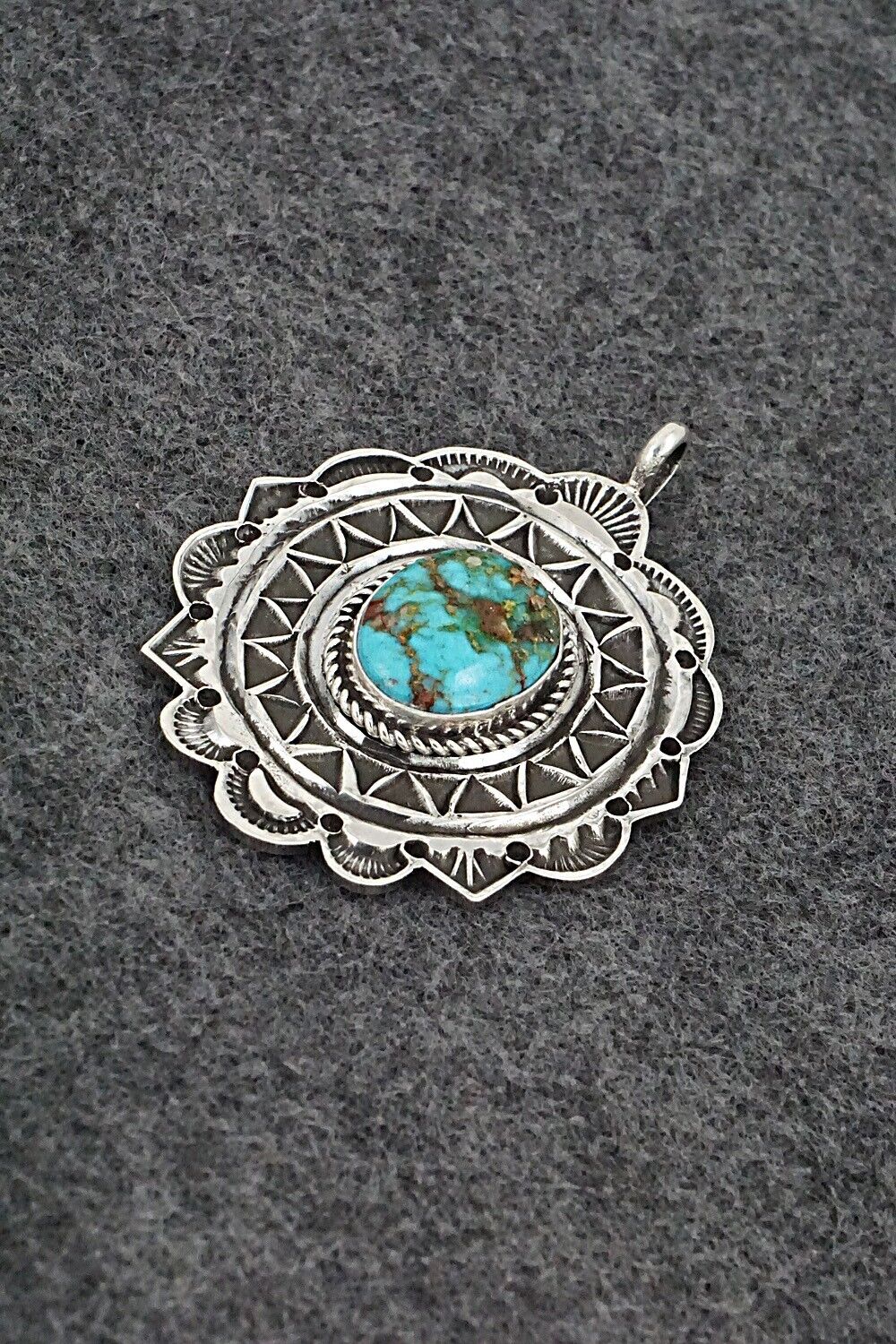 Turquoise & Sterling Silver Pendant - Leonard Maloney