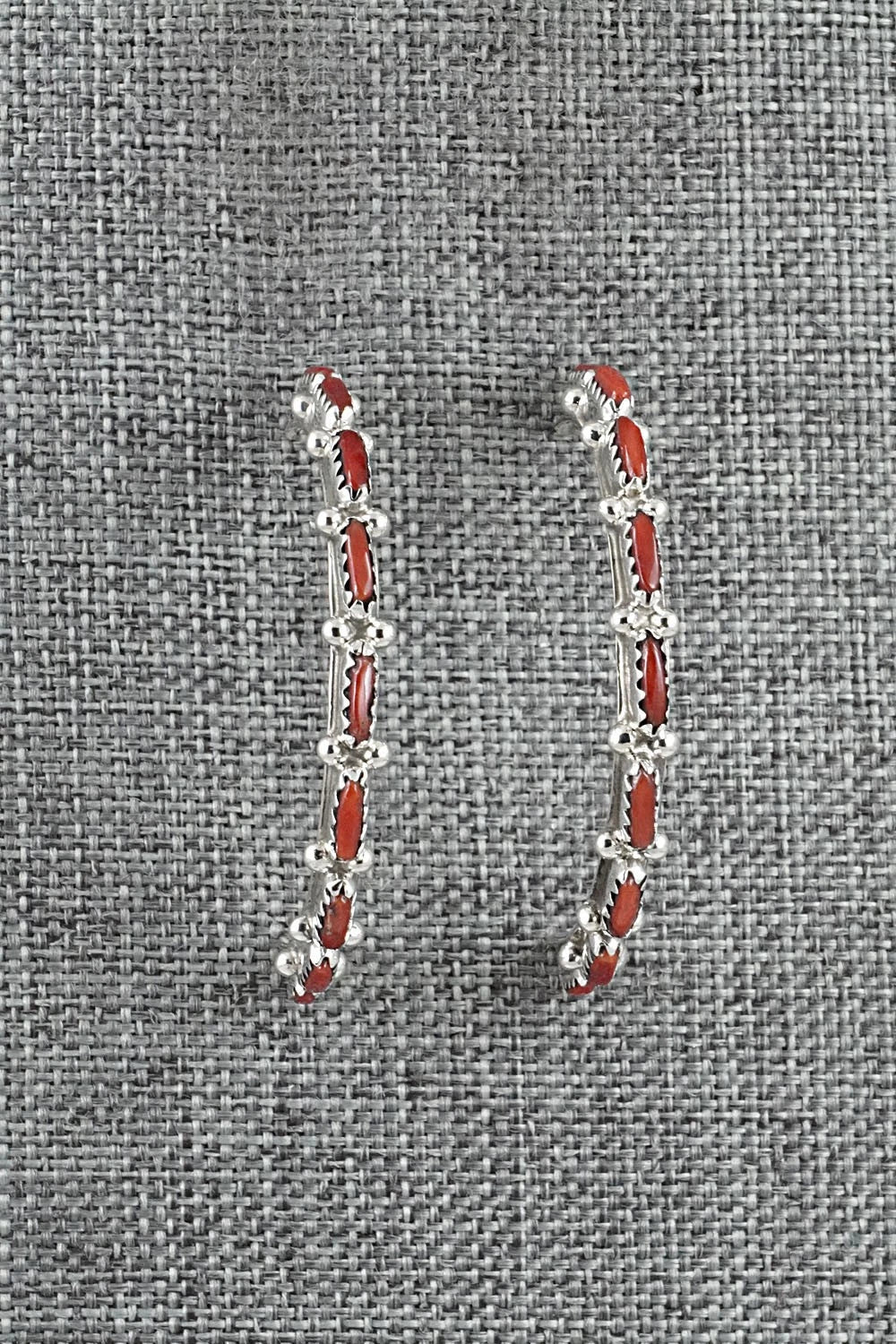 Coral & Sterling Silver Earrings - Murray Hannaweeka