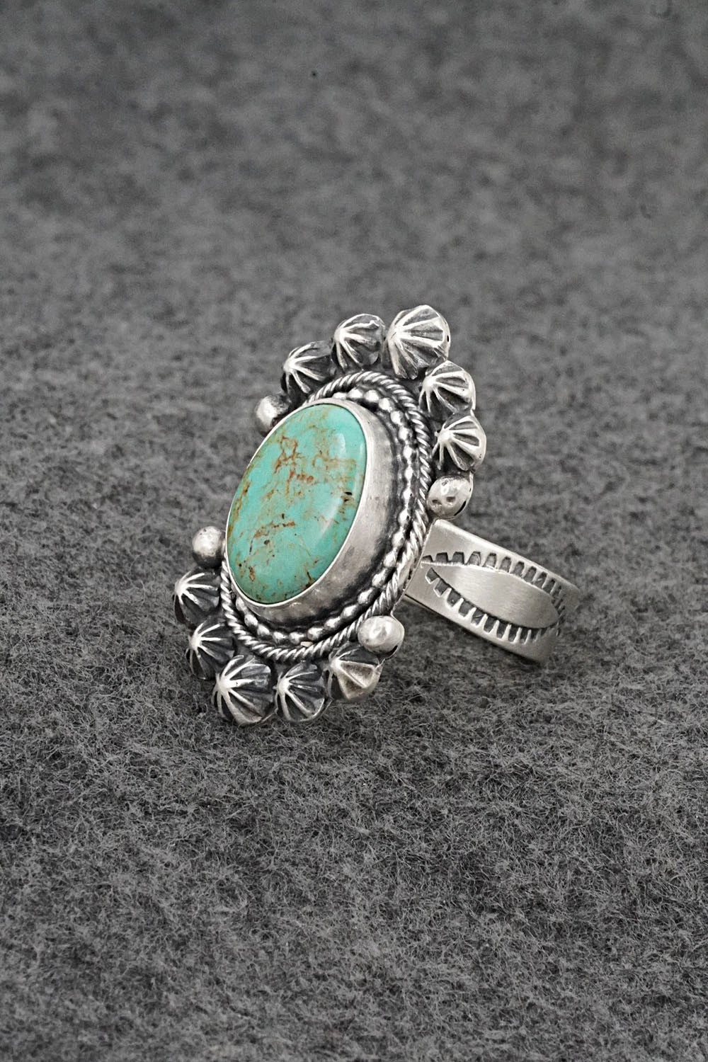 Turquoise & Sterling Silver Ring - Cordell Platero - Size Adjustable