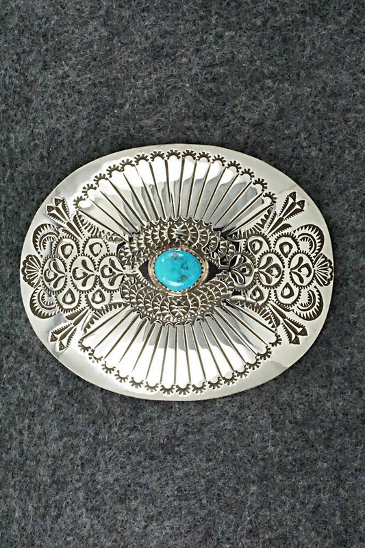 Turquoise & Sterling Silver Belt Buckle - Shirley Silver
