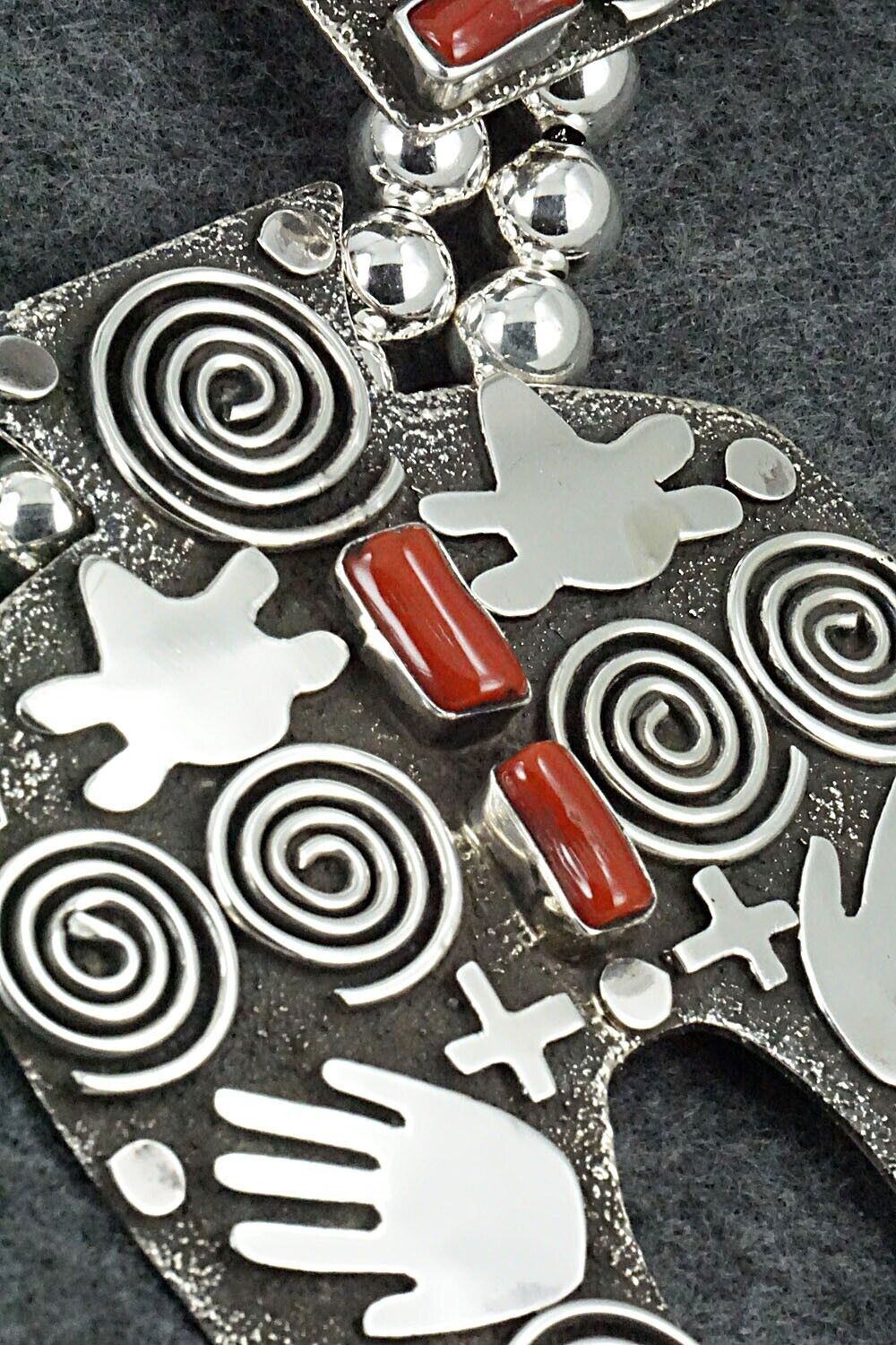 Coral & Sterling Silver Squash Blossom Set - Alex Sanchez