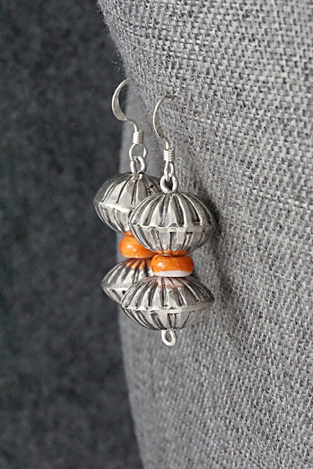 Spiny Oyster & Sterling Silver Navajo Pearl Earrings - Presley Haley
