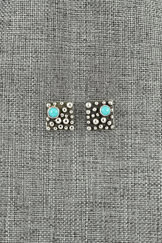 Turquoise & Sterling Silver Earrings - Raymond Coriz