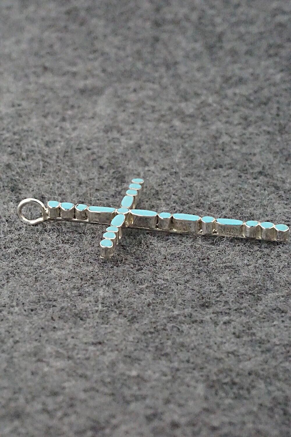 Turquoise & Sterling Silver Cross Pendant - Rupert Shetima