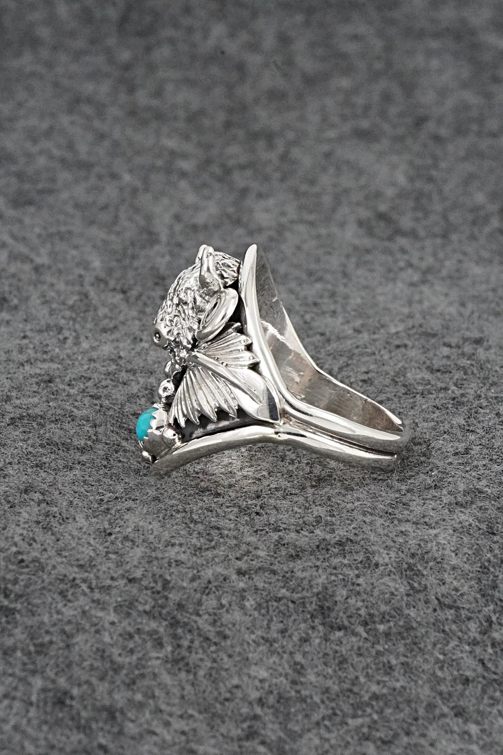 Turquoise & Sterling Silver Ring - Darrell Morgan - Size 13.5