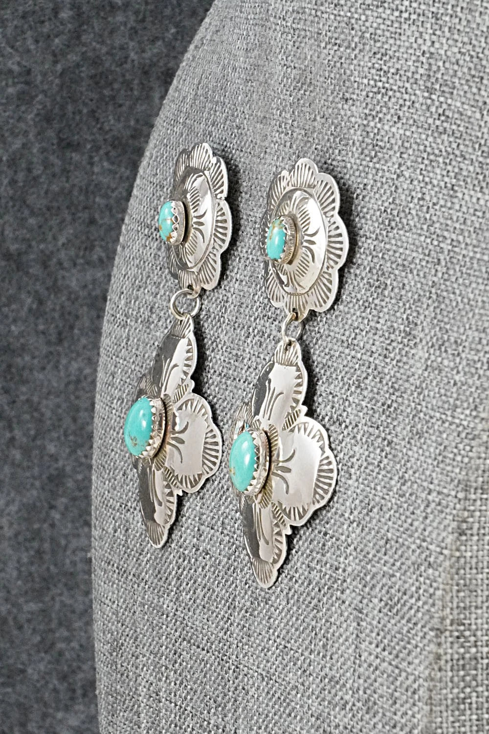 Turquoise & Sterling Silver Earrings - Bertha Begay