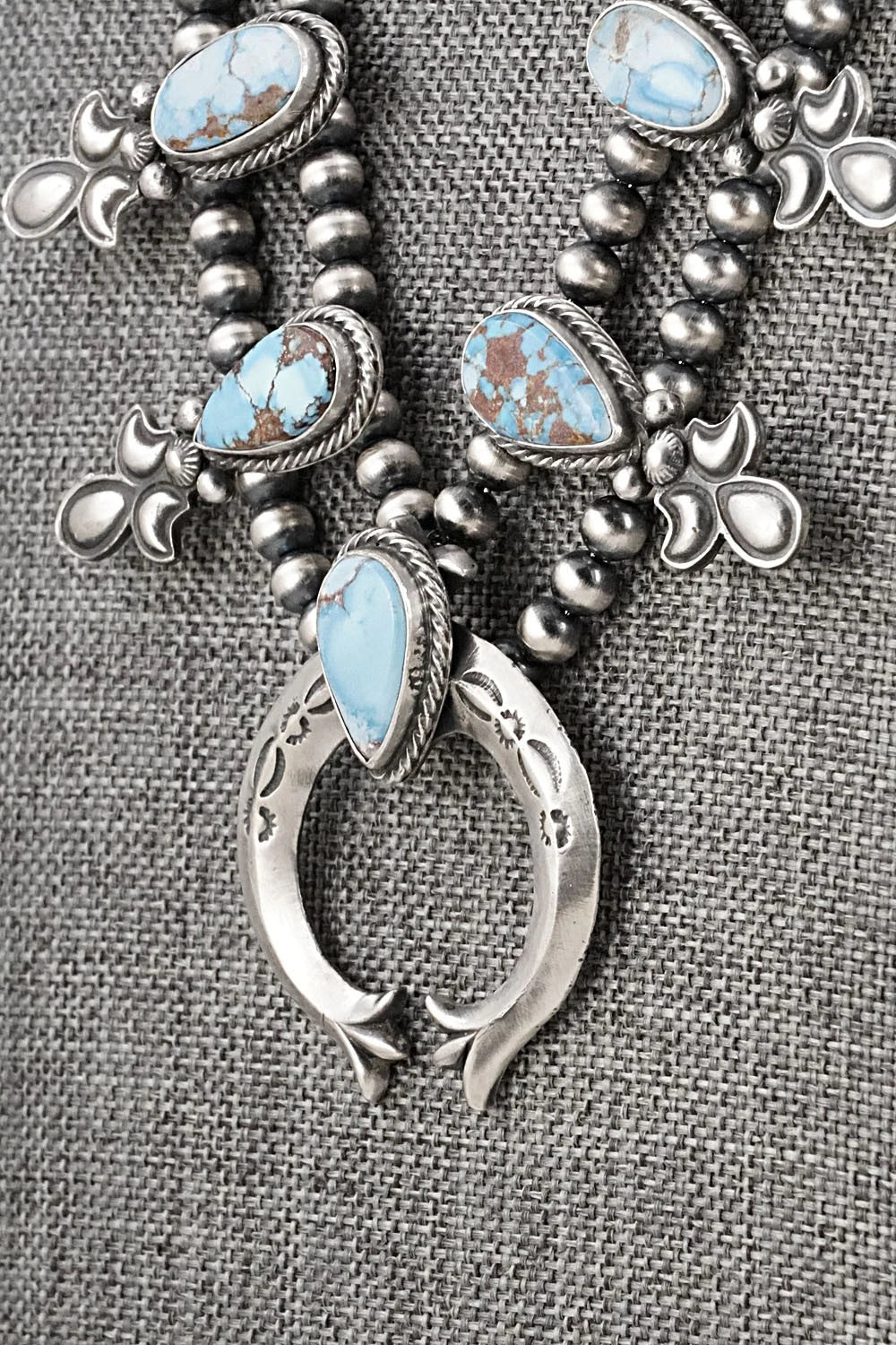 Turquoise & Sterling Silver Squash Blossom Set - Matthew Gordon