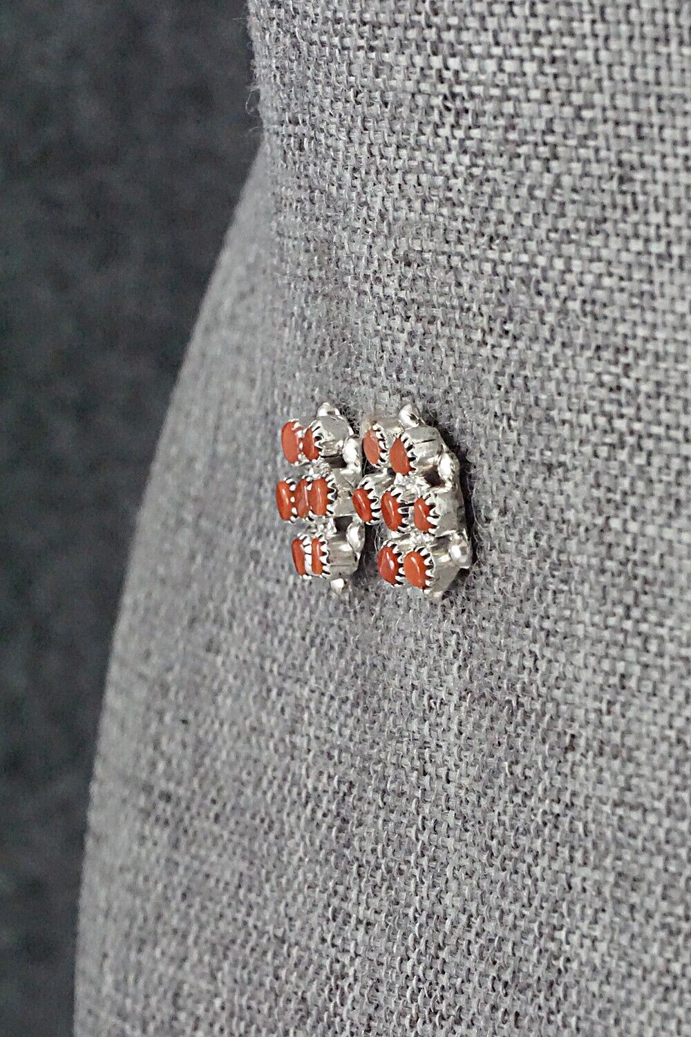 Coral & Sterling Silver Earrings - Olivia Qualo