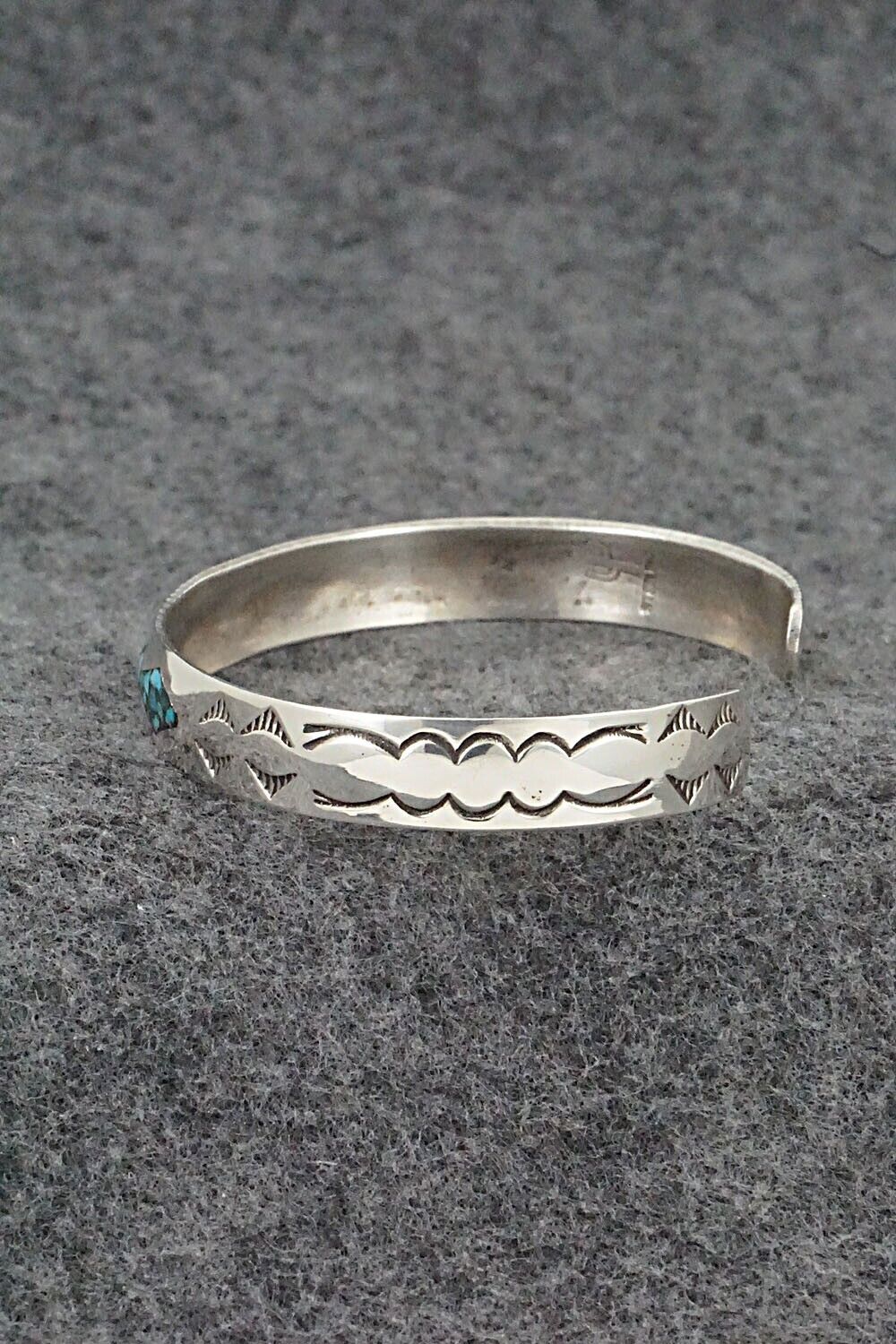 Turquoise, Coral & Sterling Silver Inlay Bracelet - Jolene Yazzie