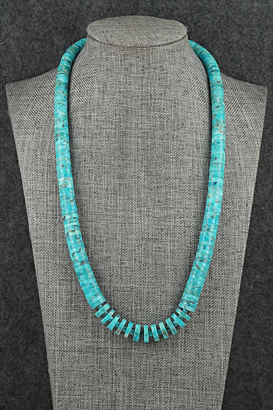 Turquoise & Sterling Silver Necklace 20" - Lupe Lovato
