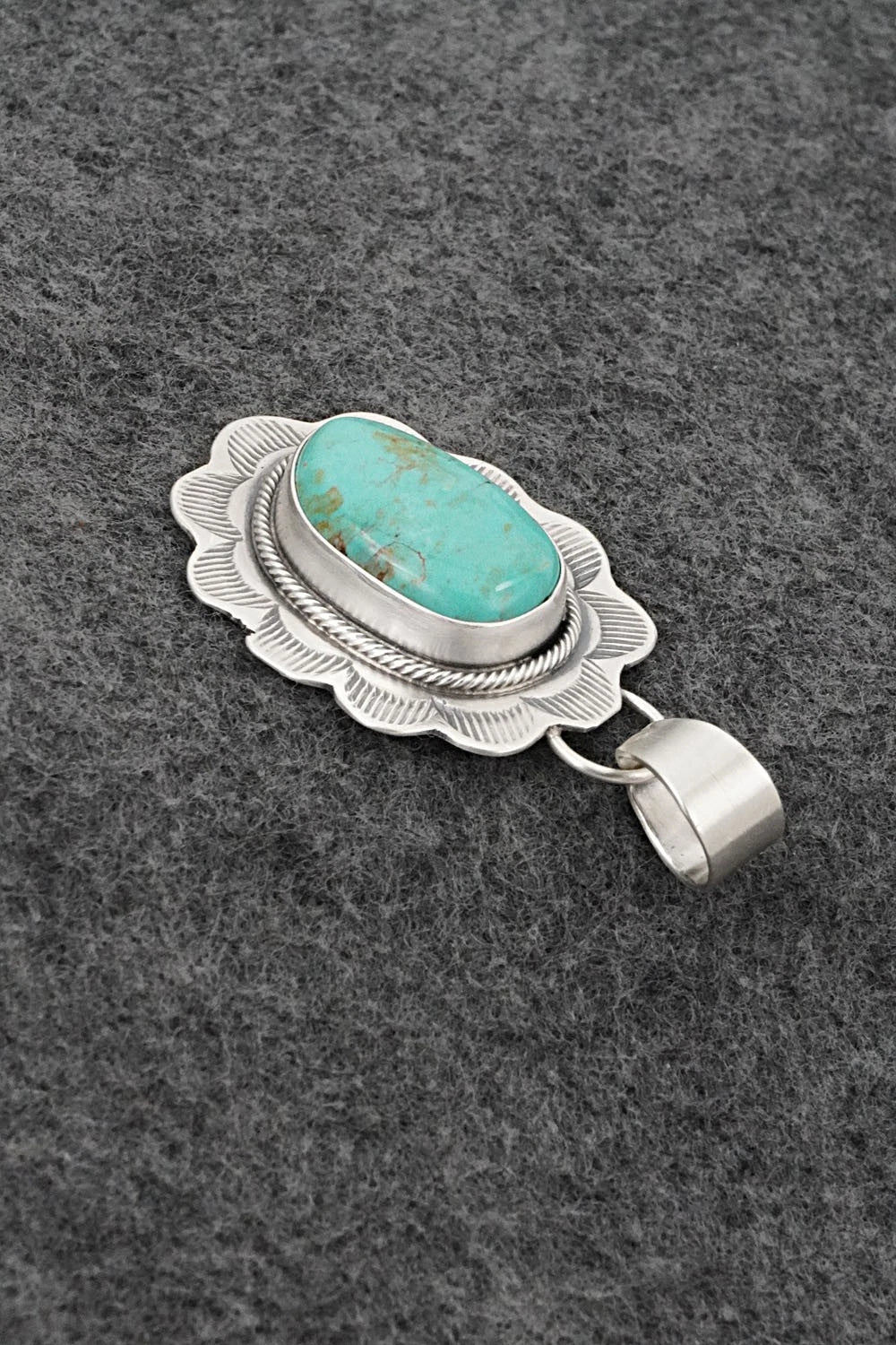 Turquoise & Sterling Silver Pendant - Cordell Platero
