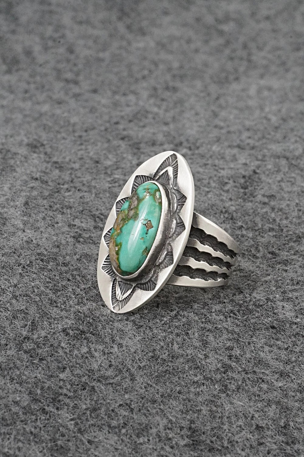 Turquoise & Sterling Silver Ring - Calvin Martinez - Size 8