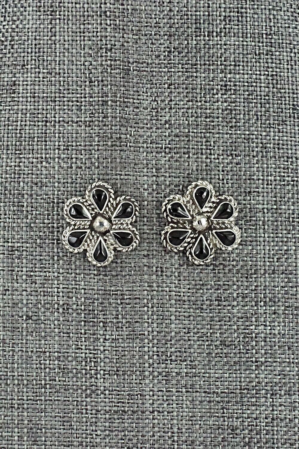Onyx & Sterling Silver Earrings - Carol Lateyice