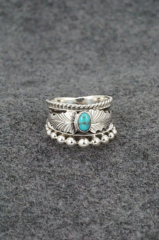 Turquoise & Sterling Silver Ring - Tom Lewis - Size 8.75