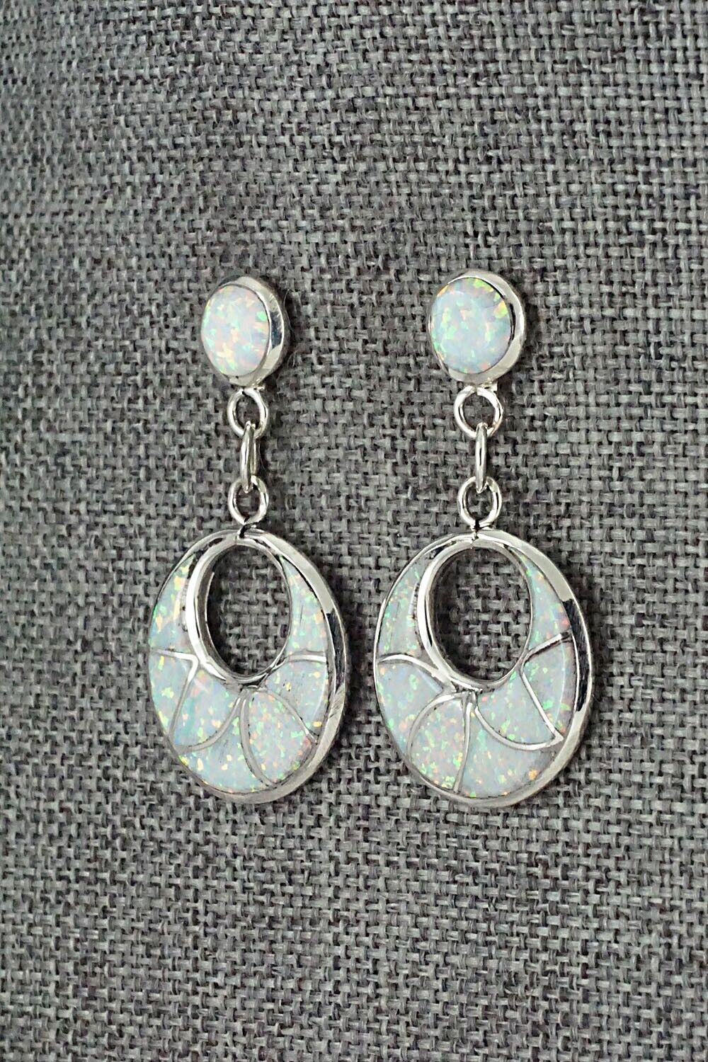 Opalite & Sterling Silver Inlay Earrings - Delorna Lahi