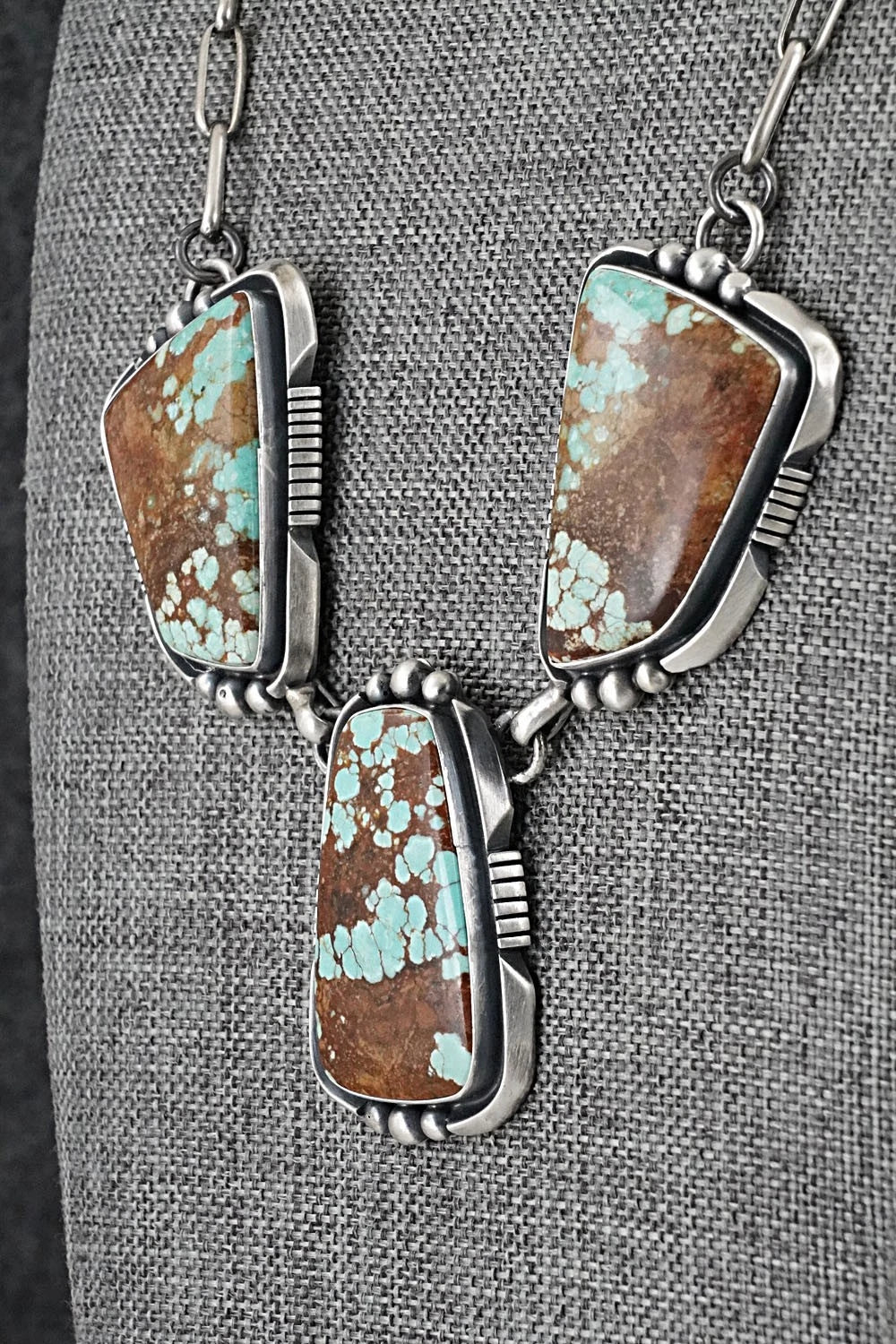 Turquoise & Sterling Silver Necklace and Earrings Set - Paul Livingston