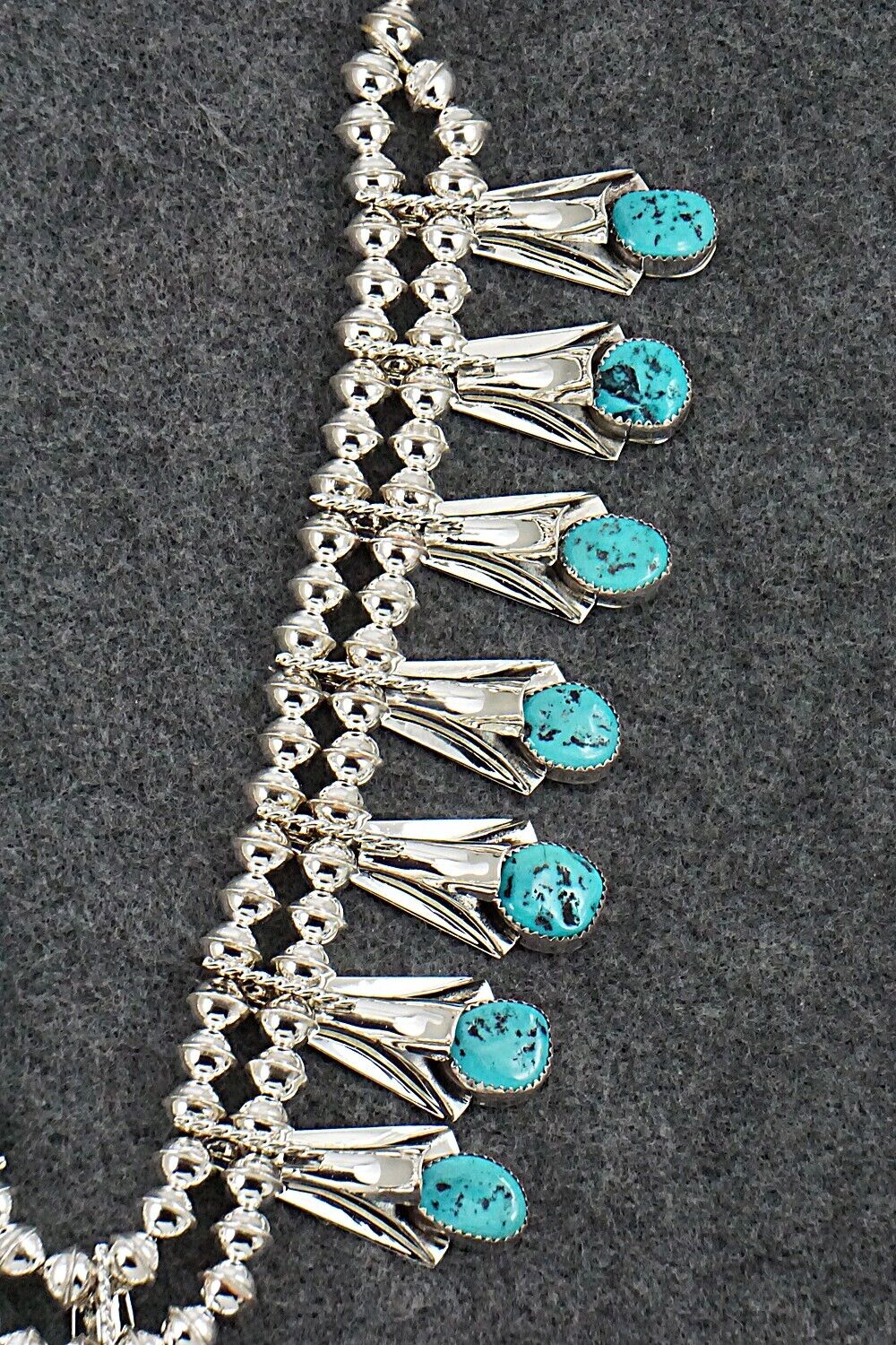 Turquoise & Sterling Silver Squash Blossom Set - Louise Yazzie