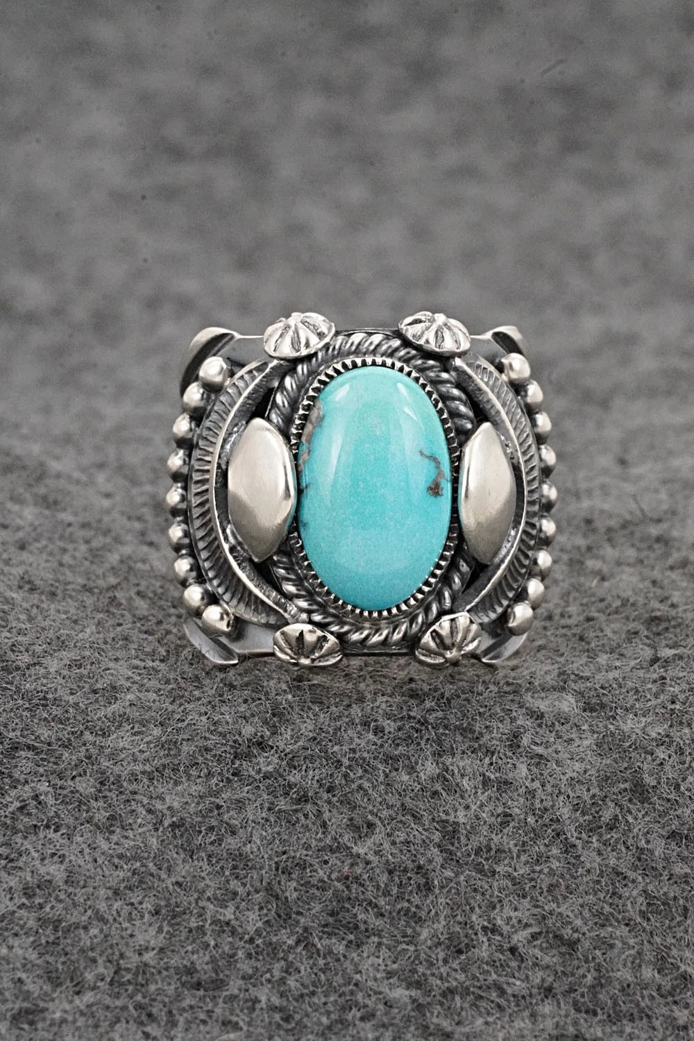 Turquoise & Sterling Silver Ring - Delbert Gordon - Size 8.5