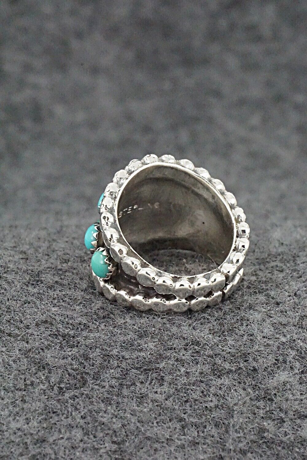 Turquoise & Sterling Silver Ring - Kenny Lonjose - Size 6.5