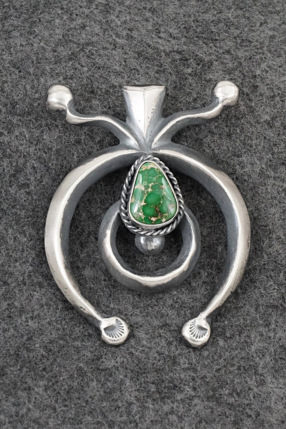 Turquoise & Sterling Silver Naja Pendant - Harrison Bitsue