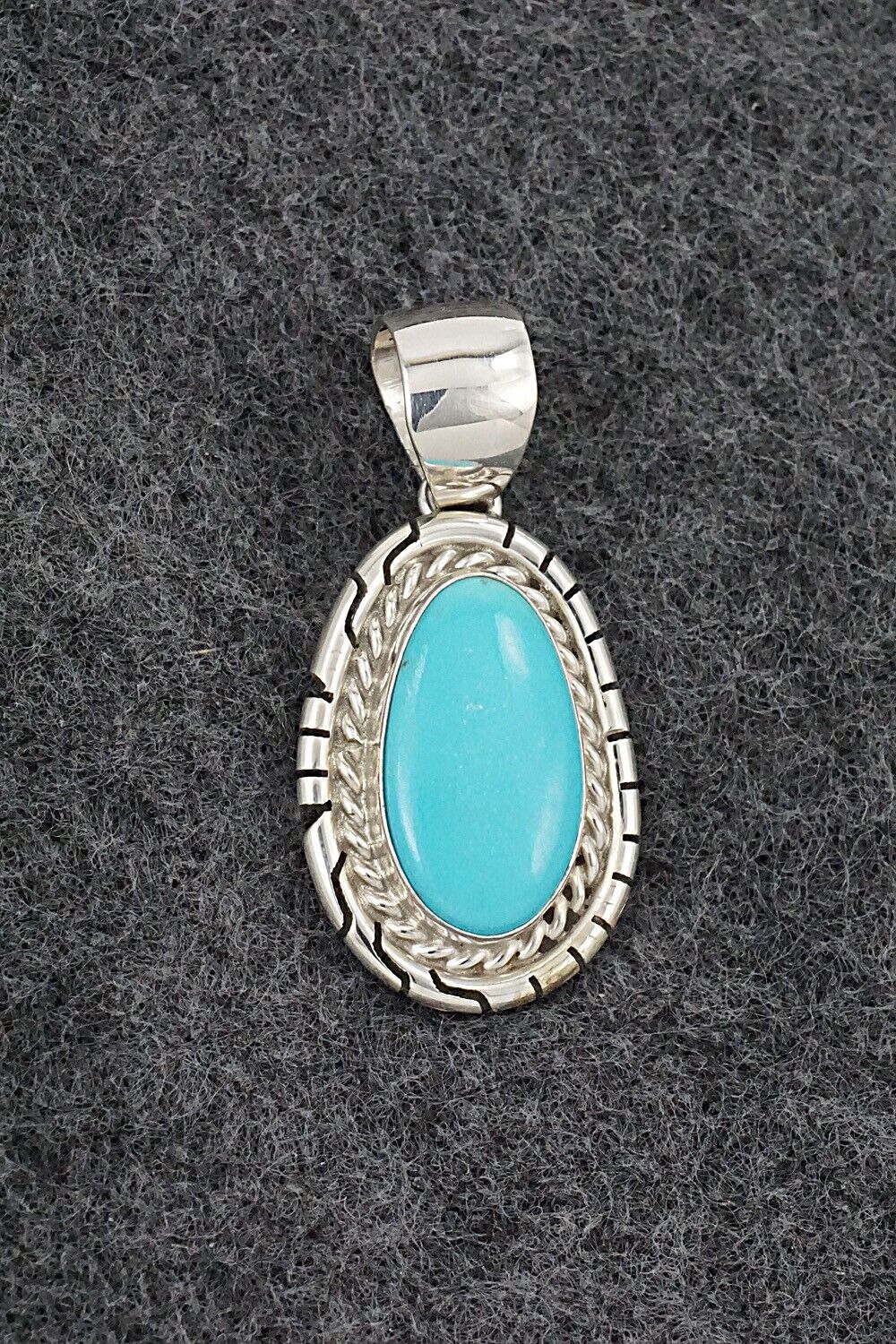 Turquoise & Sterling Silver Pendant - Johnny Frank