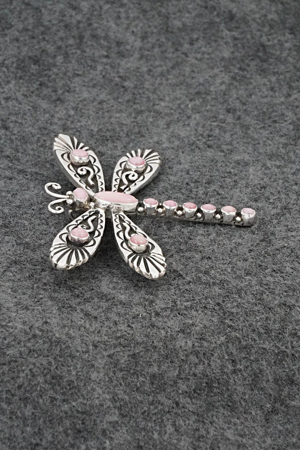 Pink Conch & Sterling Silver Pendant/Pin - Lee Charley