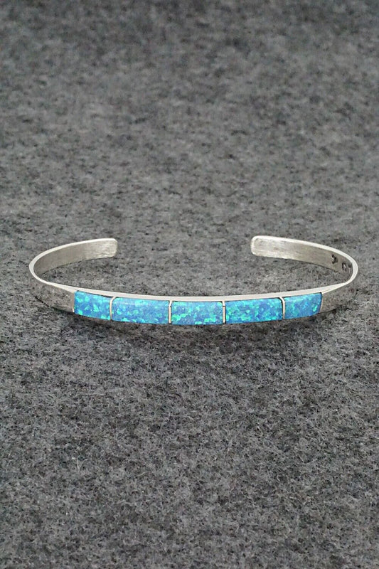 Opalite & Sterling Silver Inlay Bracelet - Phyllis Albert
