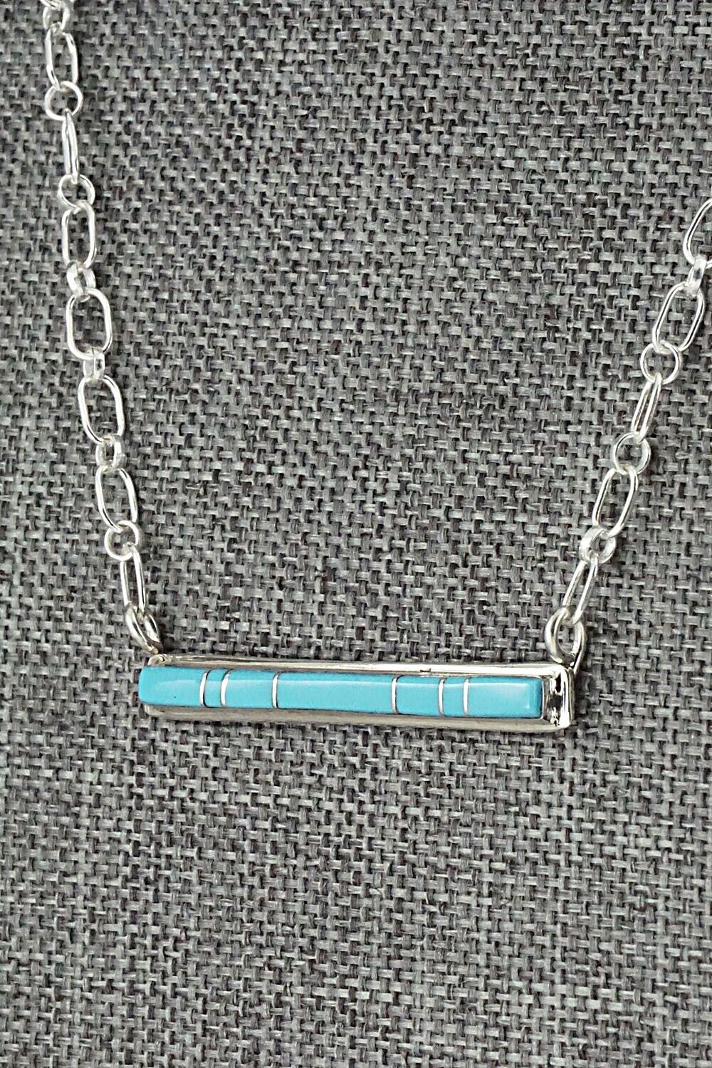 Turquoise & Sterling Silver Necklace - Roland Natachu