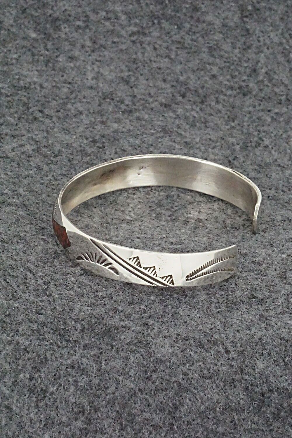 Turquoise, Coral Chip Inlay & Sterling Silver Bracelet - Joleen Yazzie